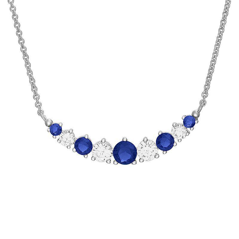 Sterling Silver Lab-Created Blue & White Sapphire Necklace, Womens Product Image