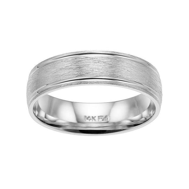 Mens AXL 14k White Gold Wire Finish Wedding Band 14k Whgold Product Image