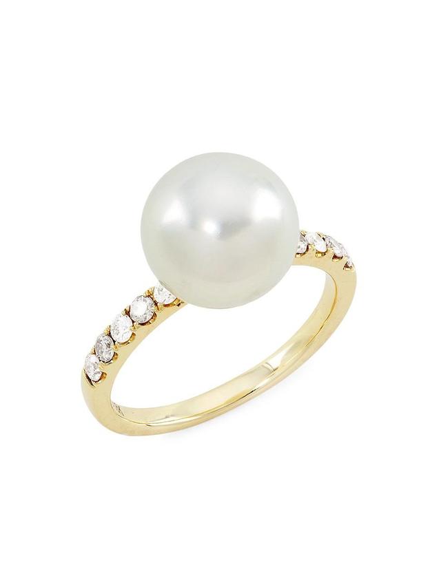 Womens 18K Yellow Gold, 0.38 TCW Diamond & Pearl Ring Product Image