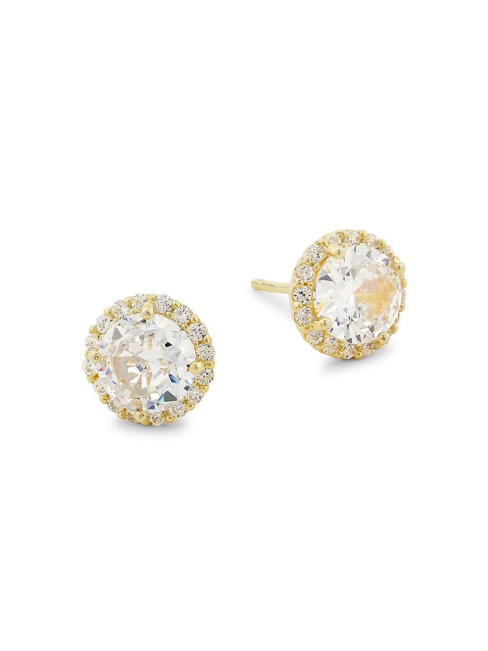 Womens Sterling Silver & Cubic Zirconia Halo Stud Earrings Product Image