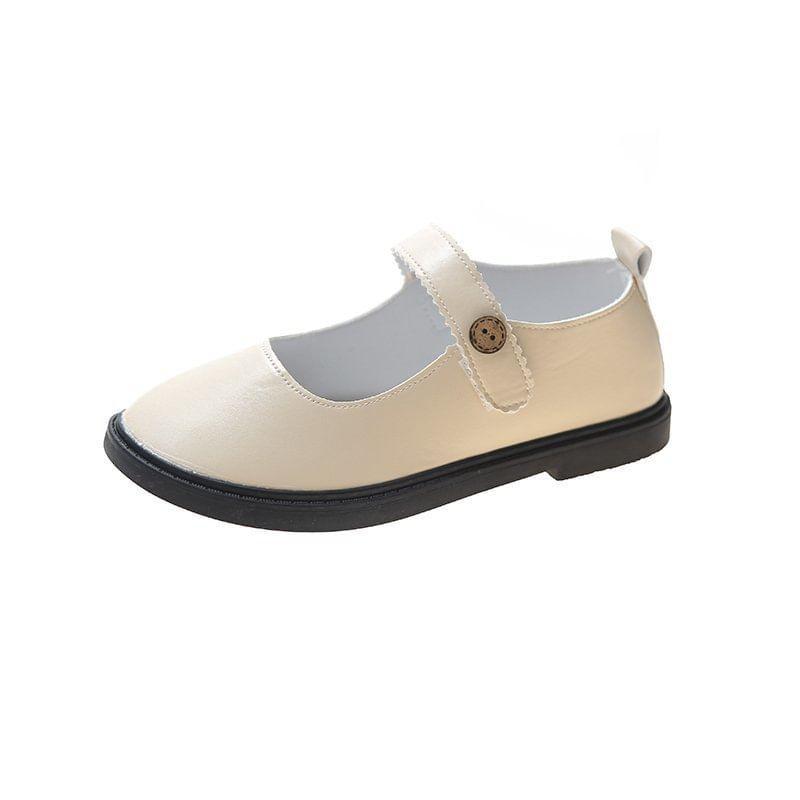 Plain Faux Leather Mary Jane Flats Product Image