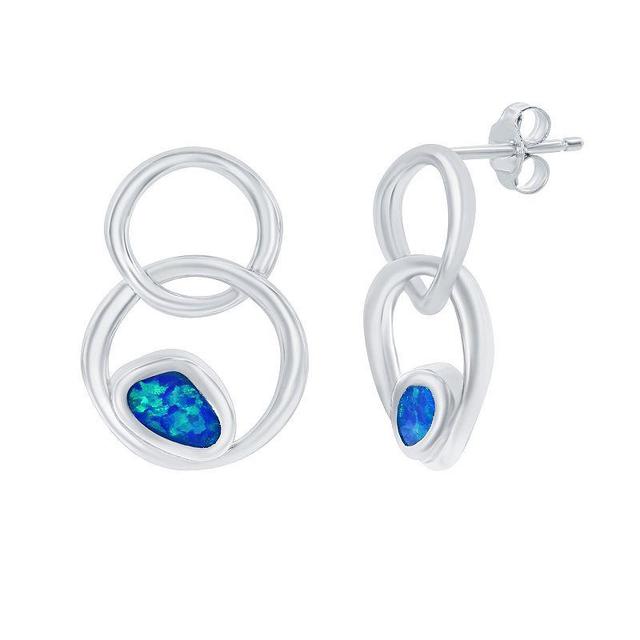 Nautica Rocks Sterling Silver Opal Double Open Circle Drop Earrings, Womens, Blue Product Image