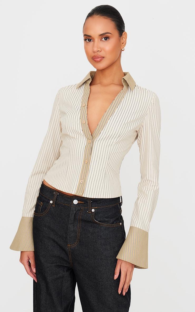 Beige Fitted Multi Stripe Shirt product image