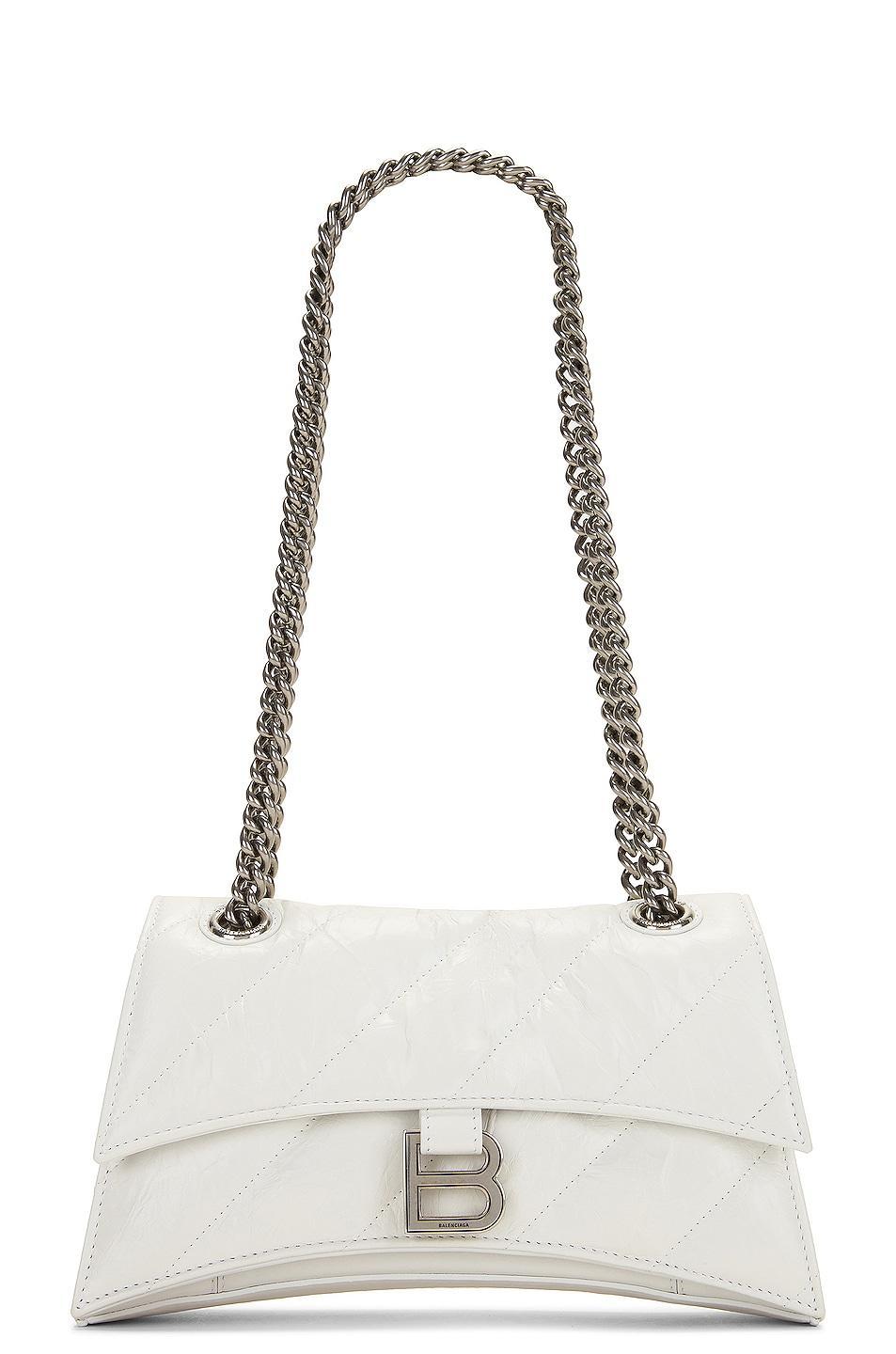 Balenciaga Small Crush Chain Shoulder Bag in White Product Image