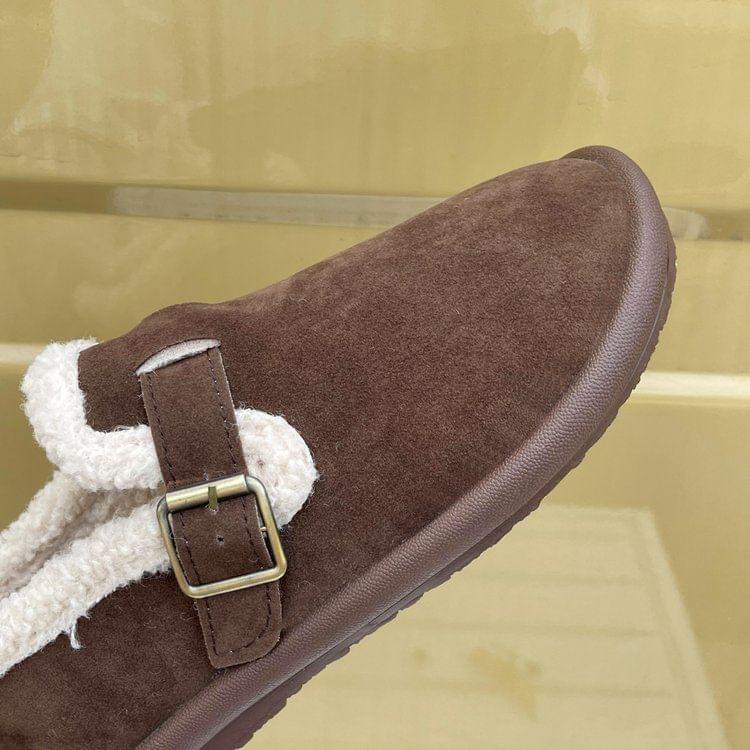 Buckled Fluffy Trim Slip-Ons Product Image