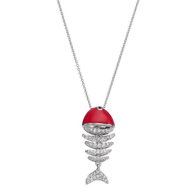 Sophie Miller Sterling Silver Cubic Zirconia Fish Pendant, Womens Product Image