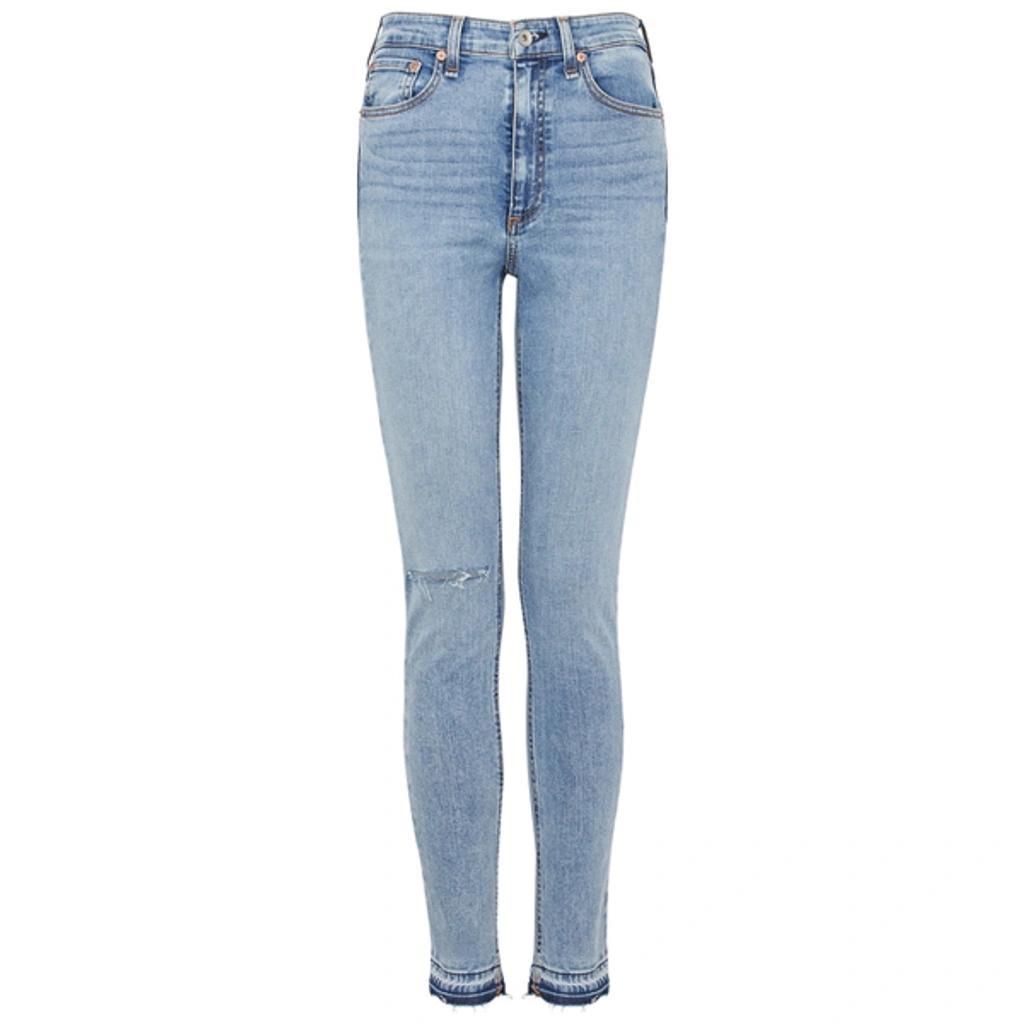 Nina Distressed High-rise Skinny Jeans In Light Blue product image