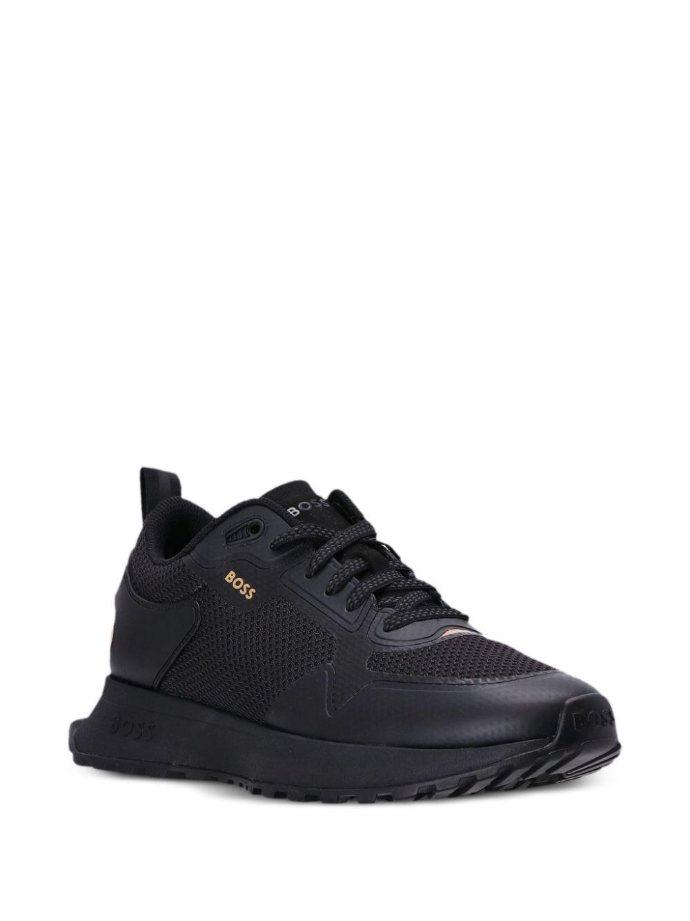 HUGO BOSS Mesh-embellished Low-top Sneakers In Black Product Image