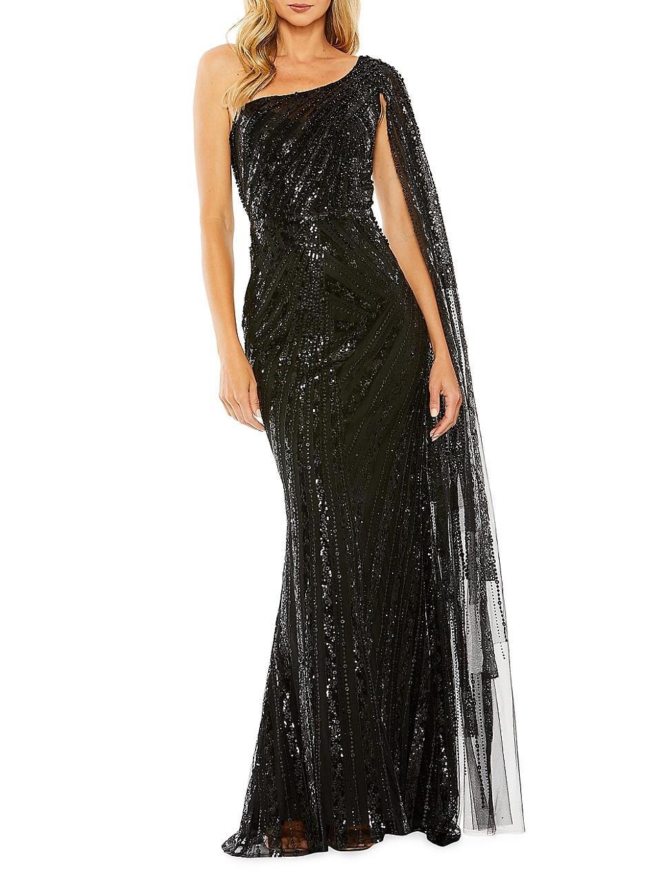 Womens Asymmetric Sequined Gown Product Image