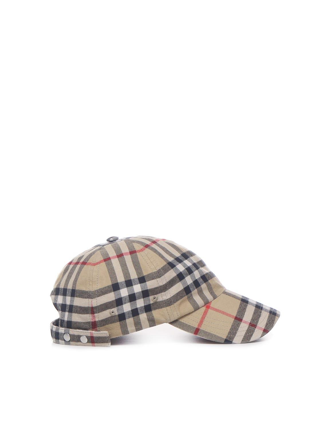 BURBERRY Baseball Cap With Check Print In Light Sage Product Image