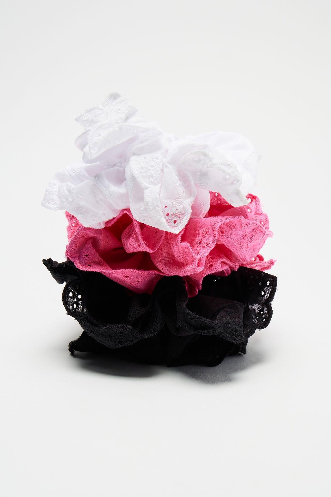 Fae Floral 3 Piece Hair Scrunchie Set - Pink/combo Product Image