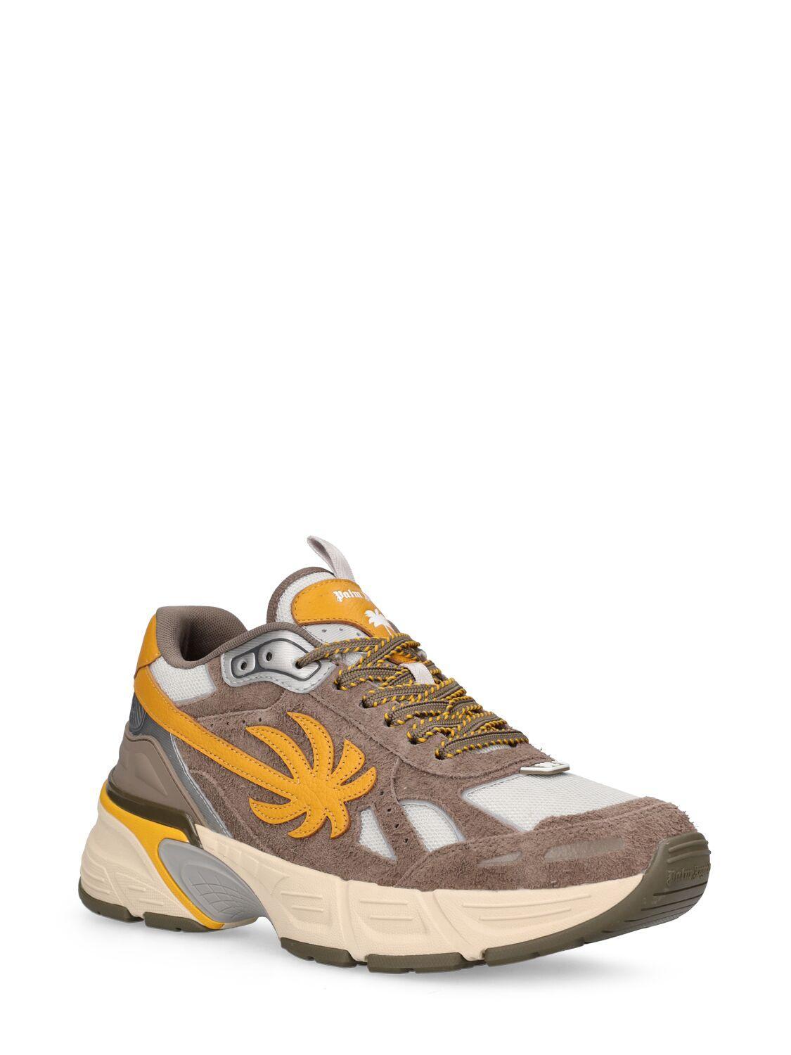 PALM ANGELS The Palm Runner Panelled Sneakers In Grey/other Product Image