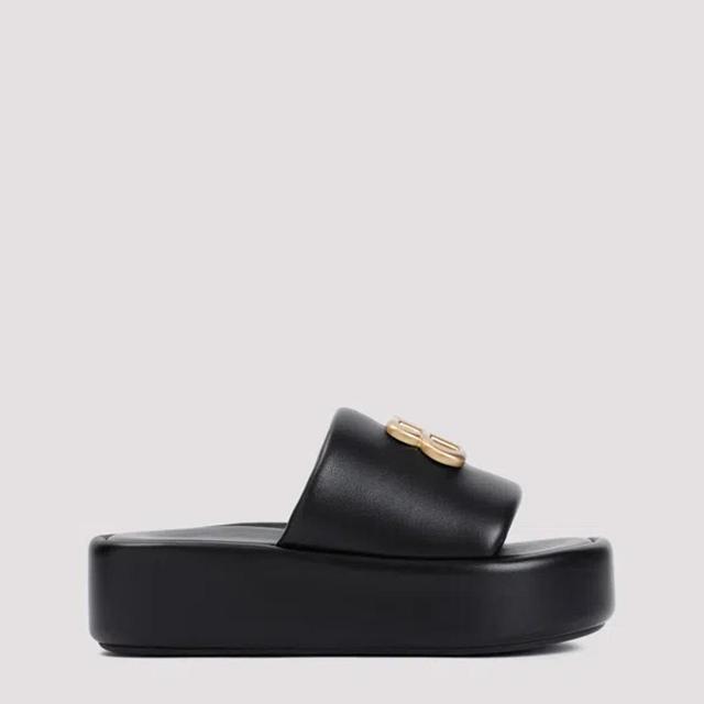 BALENCIAGA 80mm Bb Shiny Leather Slide Sandals In Black Product Image