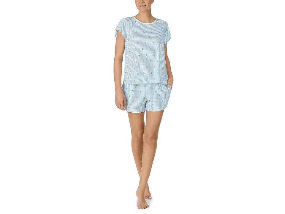 Kate Spade New York Modal Jersey Short Sleeve Short PJ Set (Lemon Stripe) Women's Pajama Sets Product Image