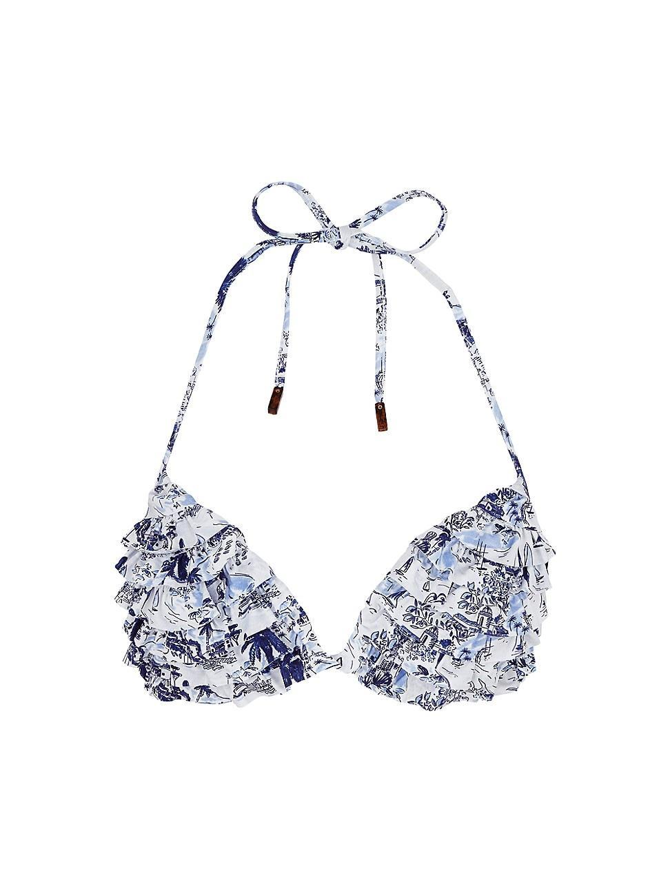 Womens Fleurly Ruffled Triangle Bikini Top Product Image