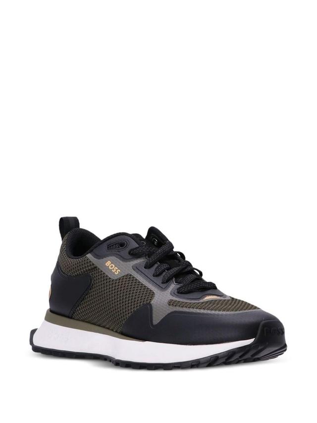 Logo-print Panelled Sneakers In Green Product Image