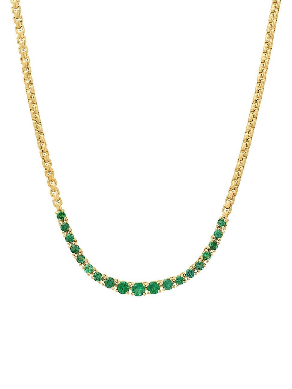 Womens 14K Yellow Gold & Emerald Necklace Product Image