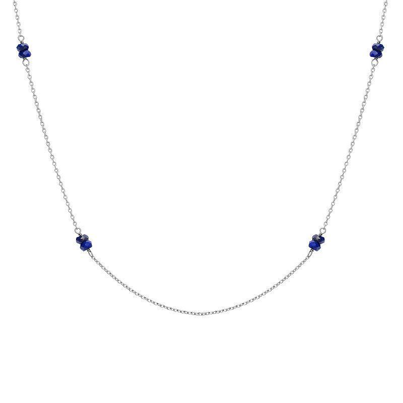 Gemistry Sterling Silver Gemstone Bead Station Necklace, Womens Product Image