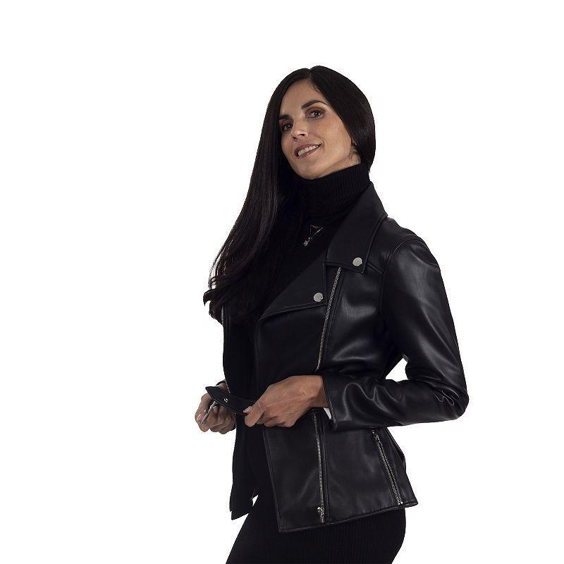 Womens Nine West Faux-Leather Biker Jacket Product Image