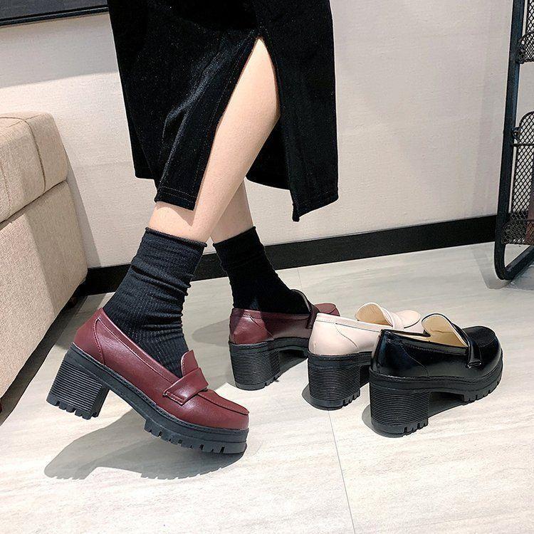 Plain Platform Chunky Heel Loafers Product Image