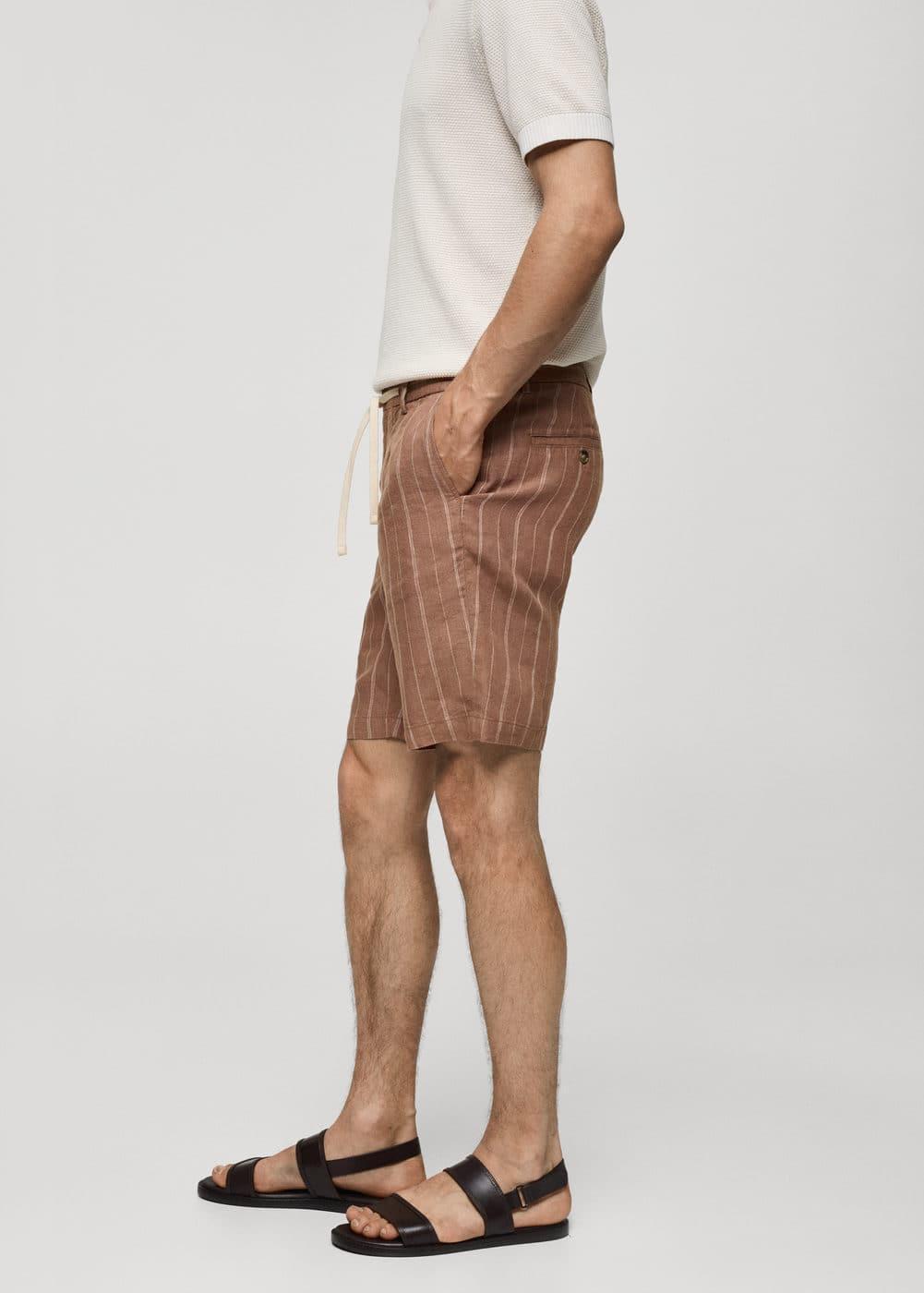 Mango Mens Drawstring Detail Striped Bermuda Shorts Product Image