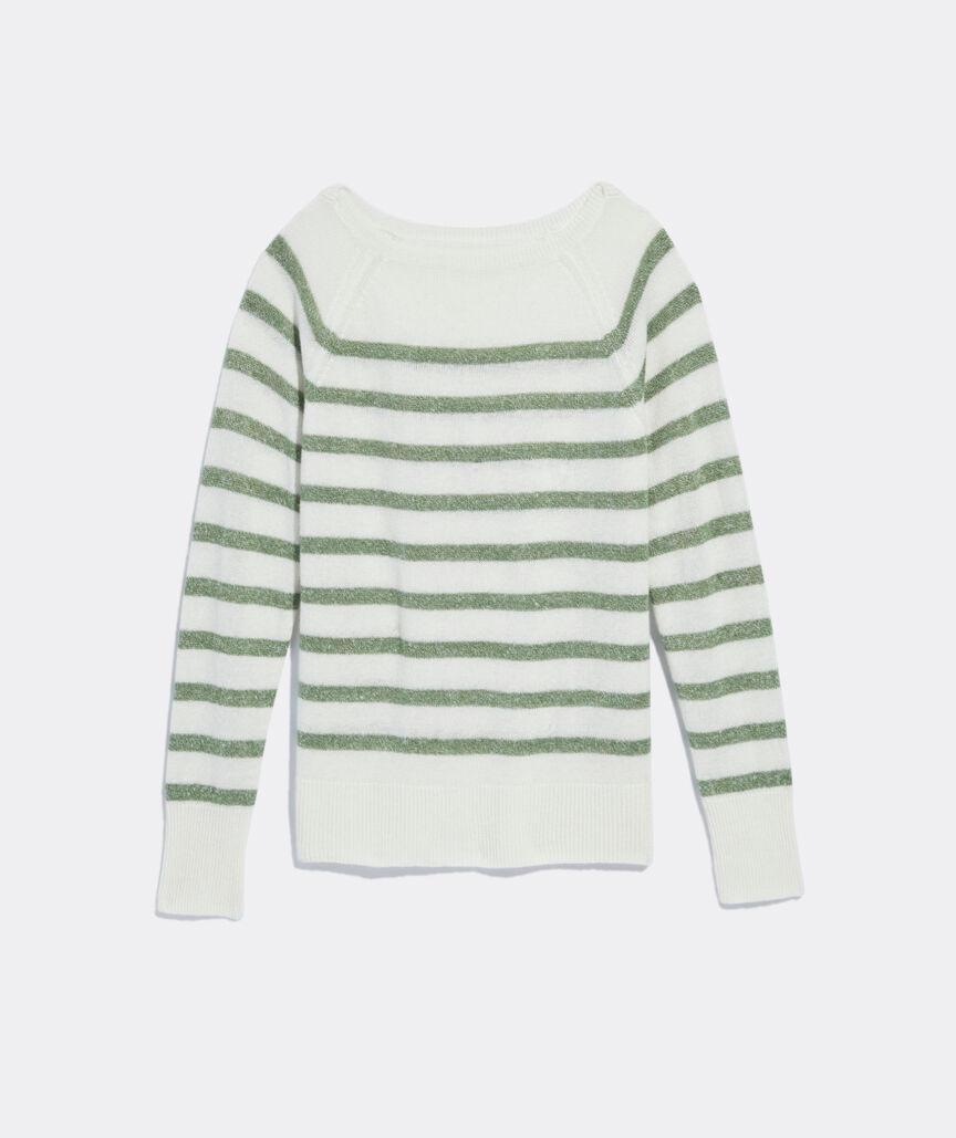 Linen Cashmere Striped Boatneck Sweater Product Image