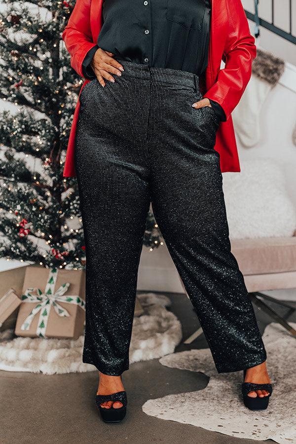 Eleven Madison High Waist Glitter Pants Curves Product Image