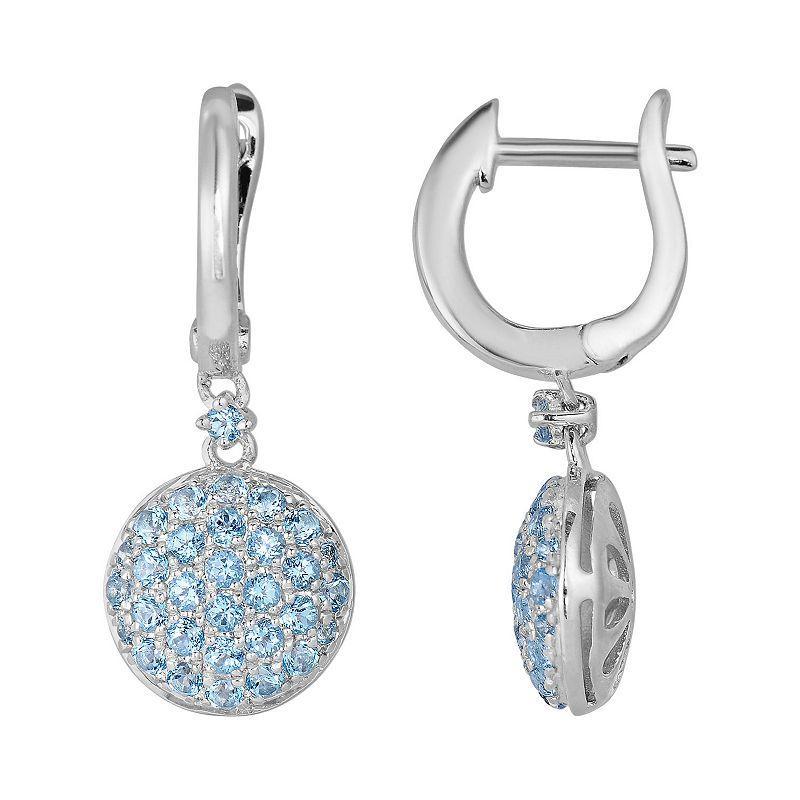 Oro Leoni Sterling Silver Blue Topaz Disc Drop Earrings - Made with Genuine Gemstones, Womens Product Image