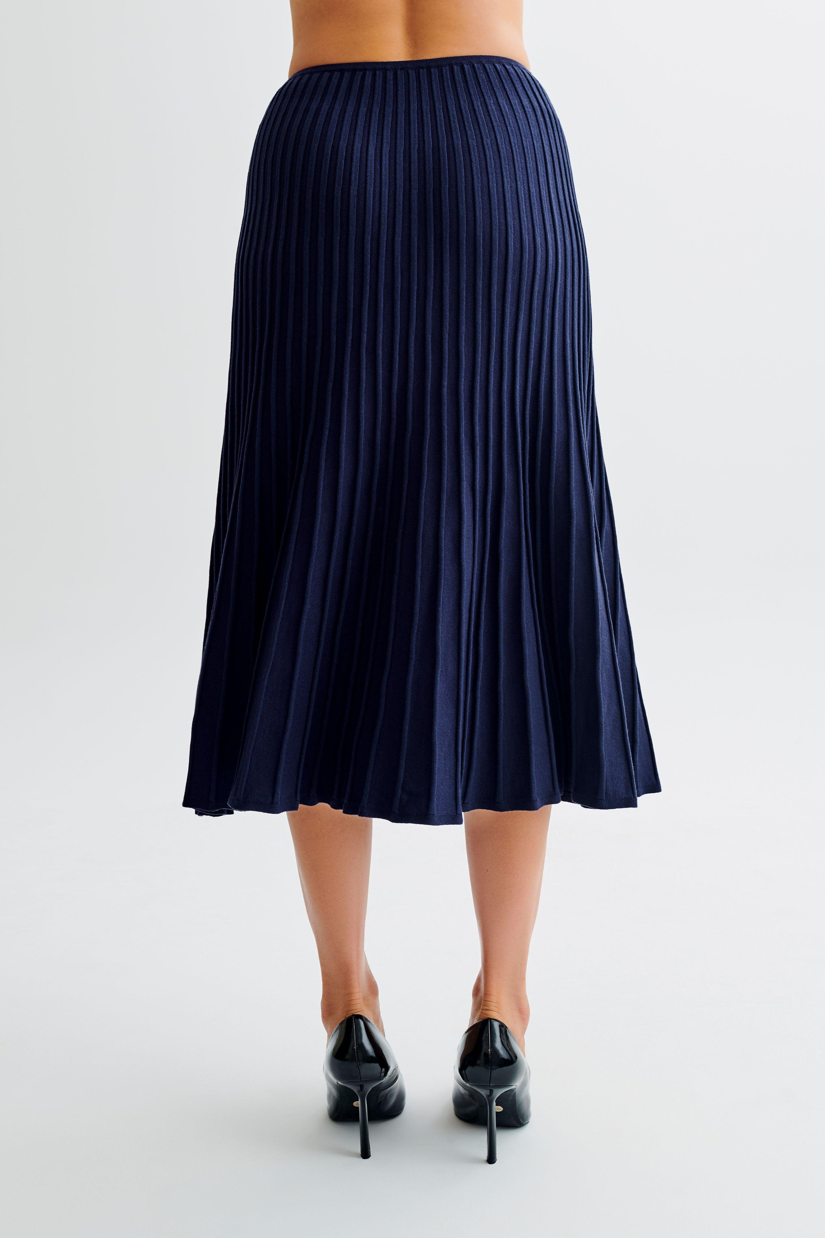 Jolene Rib Knit Midi Skirt - Navy Product Image