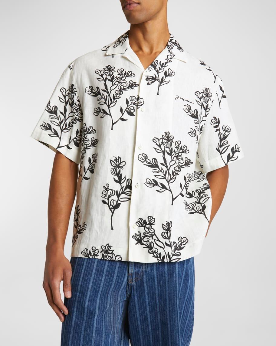 Mens Floral Linen Camp Shirt Product Image