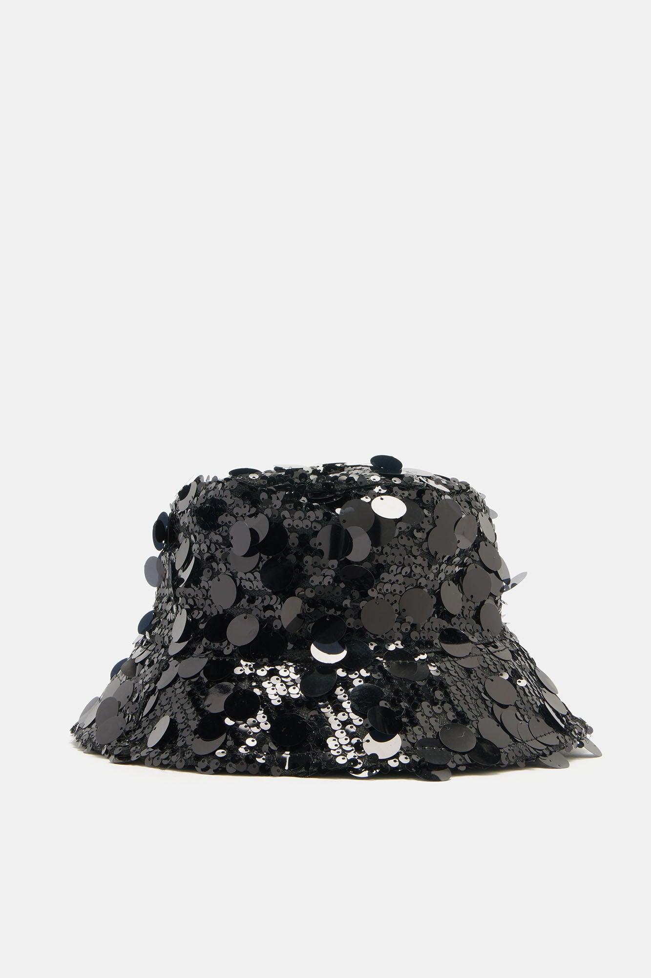 Disco Sequin Bucket Hat - Black Product Image