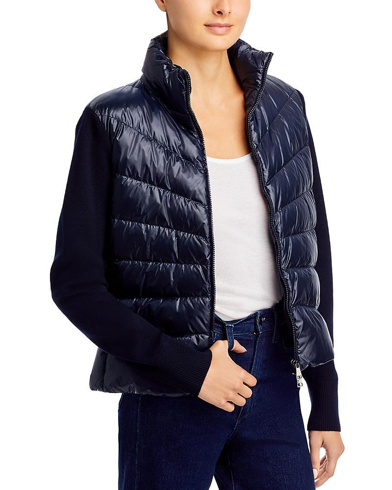 Moncler Quilted Nylon & Wool Knit Cardigan Product Image