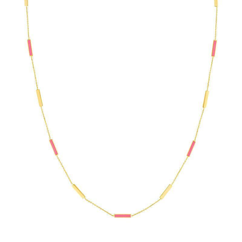 Color Romance 14k Gold Colored Enamel Adjustable Bar Necklace, Womens Black Product Image