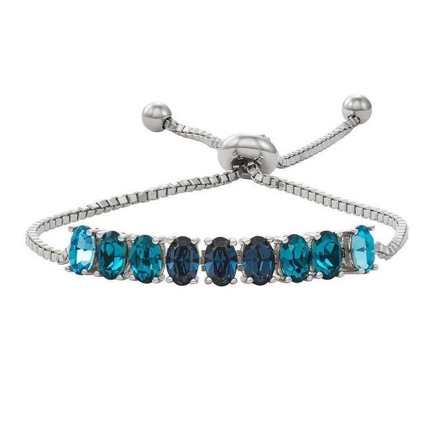 Forever Radiant Sterling Silver Crystal Adjustable Bracelet, Womens Product Image