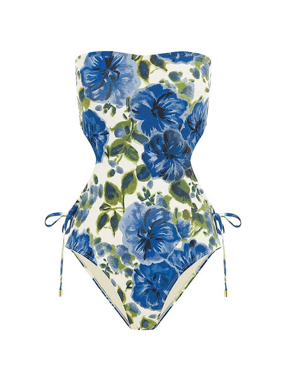 Womens Floral Cut-Out One-Piece Swimsuit Product Image