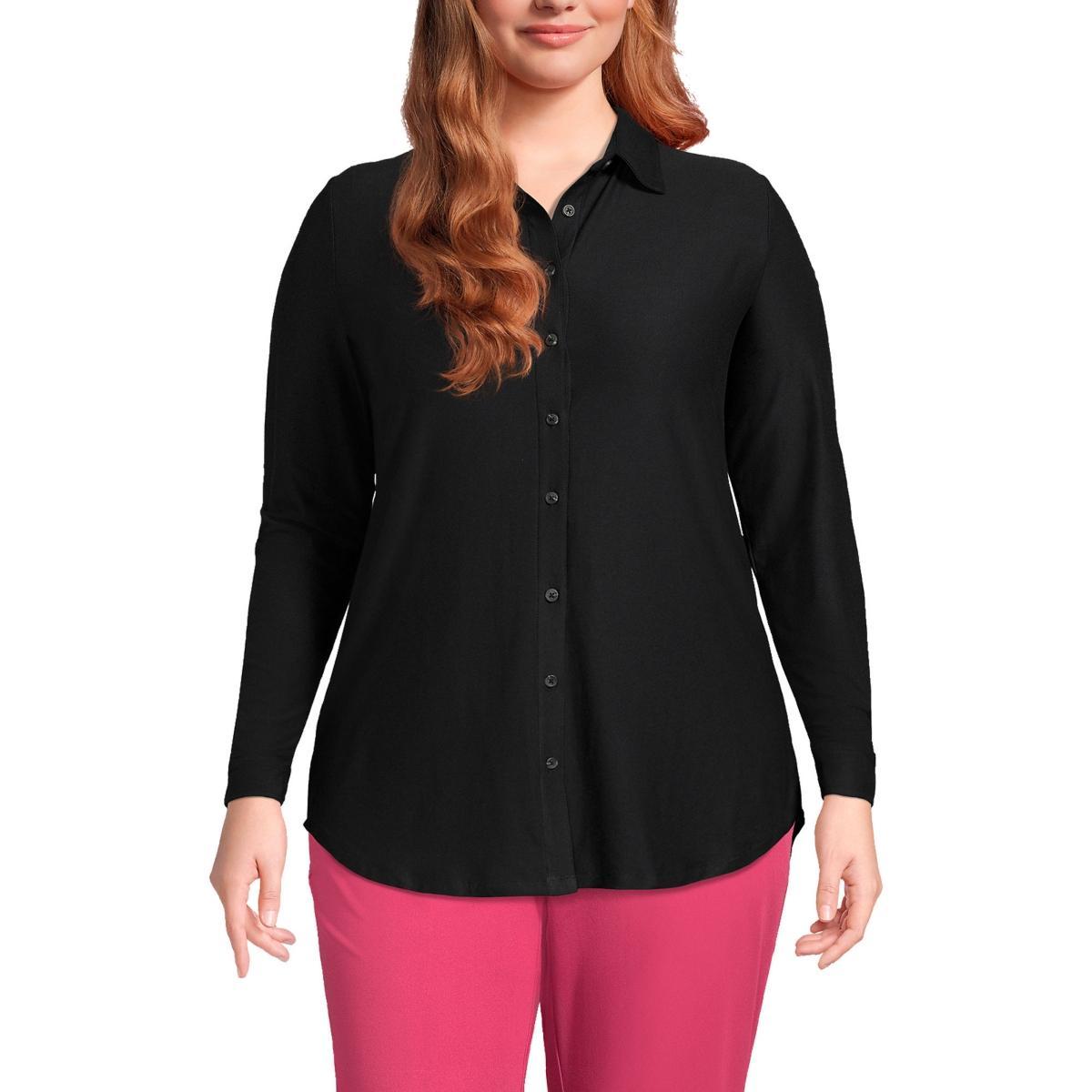 Plus Size Lands End Long Sleeve Soft Performance Roll Tab Tunic, Womens Product Image