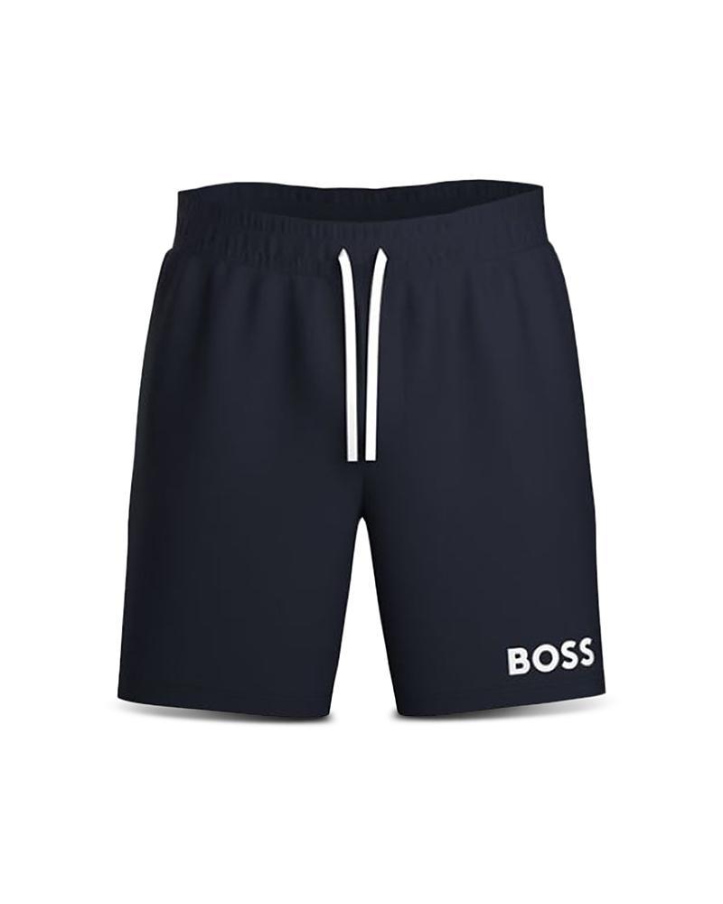 Boss Ease Cotton Logo Print Shorts Regular Fit Product Image