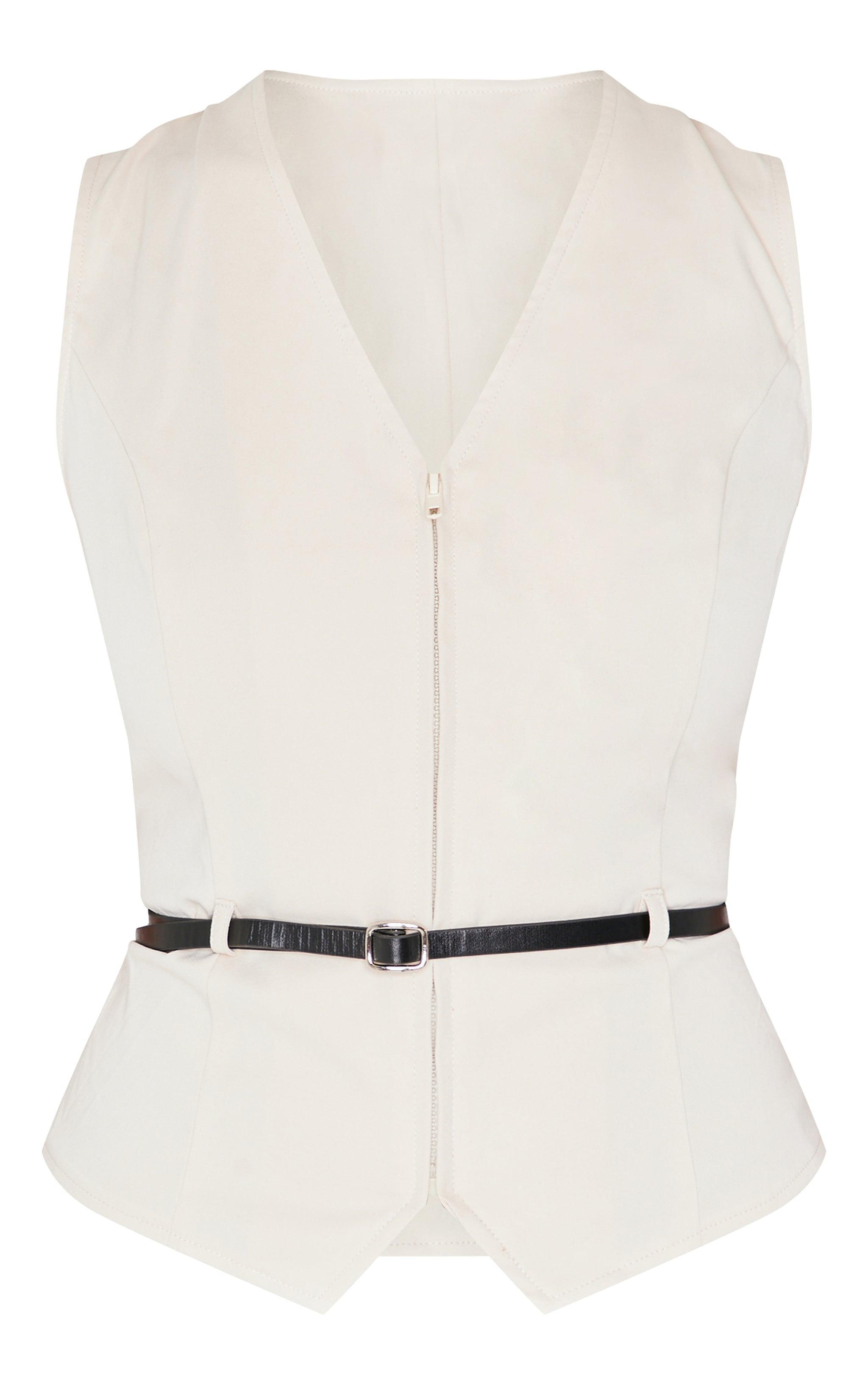 Beige Thin Belt Vest Product Image