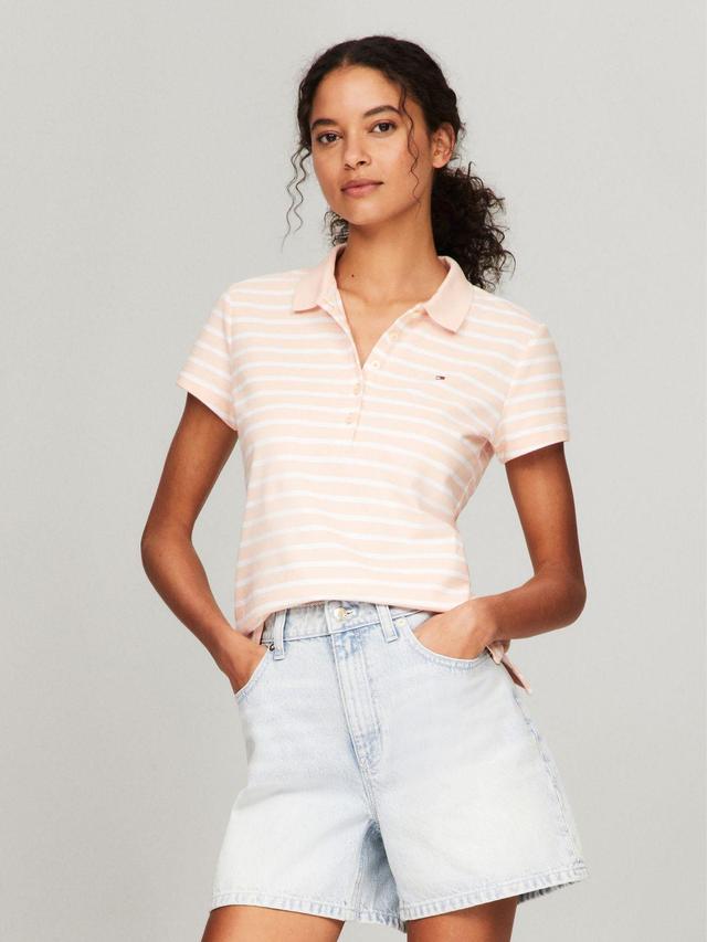 Tommy Hilfiger Women's Slim Fit Stripe Stretch Cotton Polo Product Image