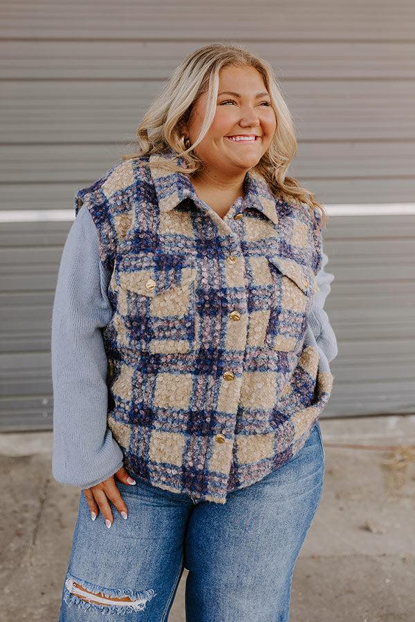 Picking Pumpkins Plaid Jacket in Blue Curves Product Image