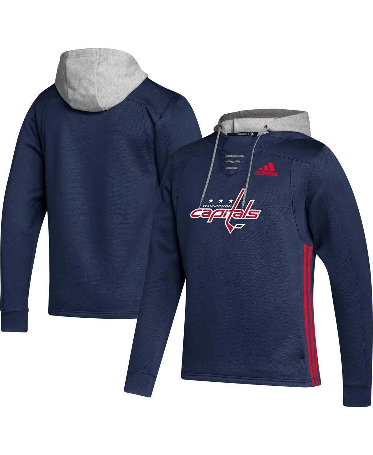 Mens adidas Washington Capitals Skate Lace Primeblue Team Pullover Hoodie Product Image