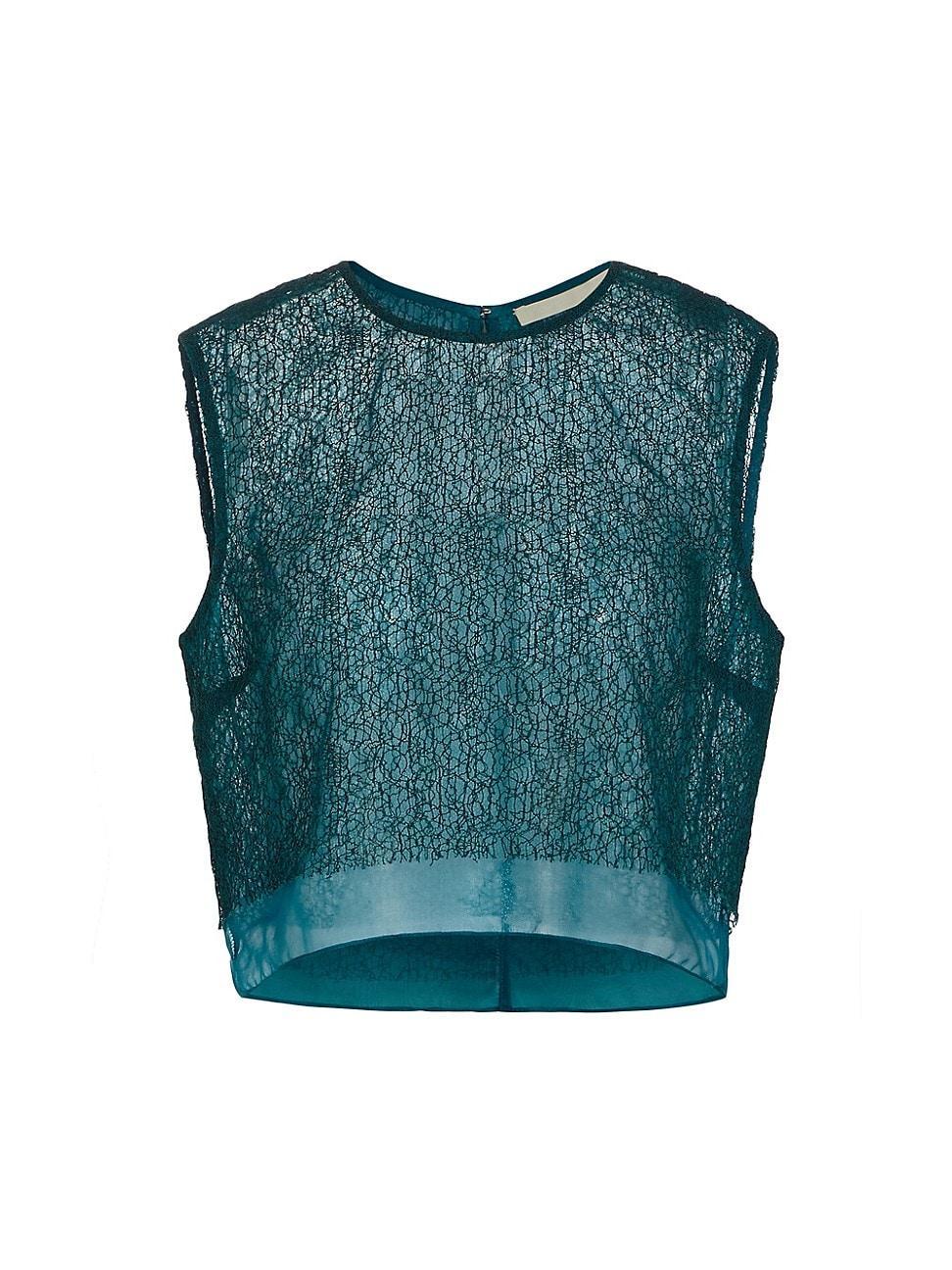 Womens Geometric Lace Crop Top Product Image