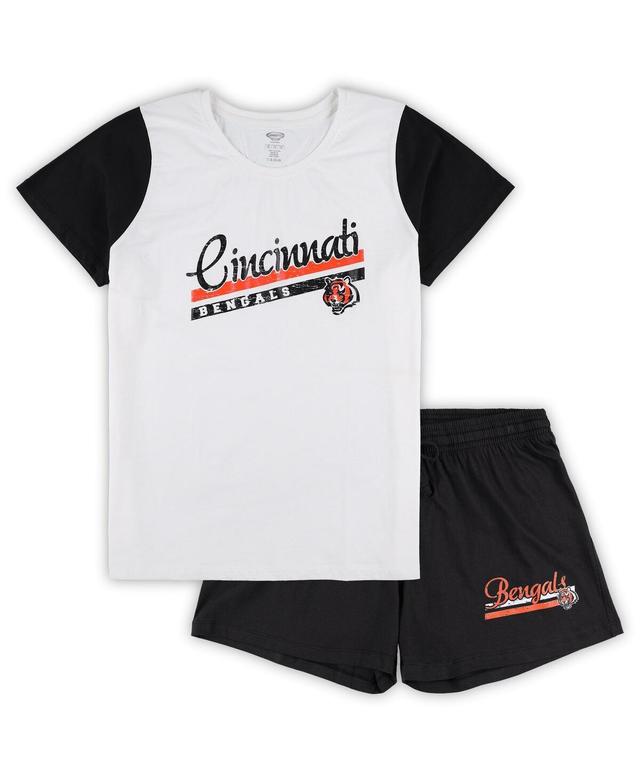 Womens Concepts Sport White Cincinnati Bengals Plus Size Downfield T-shirt and Shorts Sleep Set - White Product Image