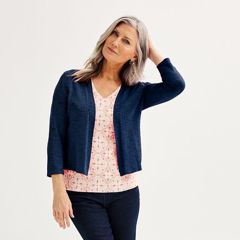 Petite Croft & Barrow Open-Front Cardigan, Womens Product Image