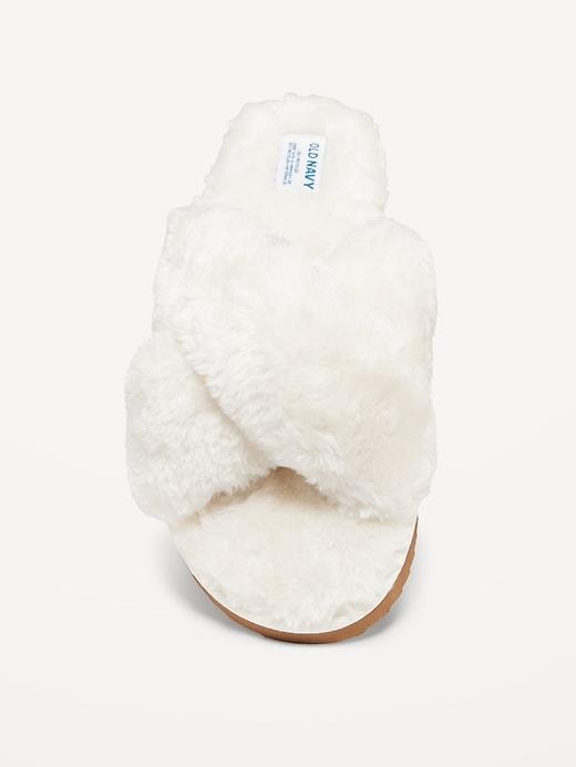 Faux-Fur Cross-Front Slippers Product Image