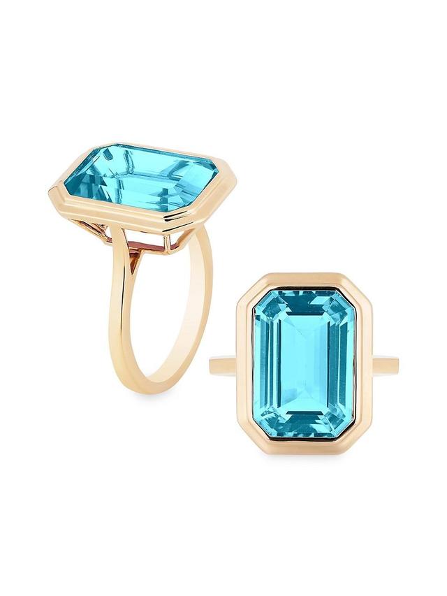 Womens Manhattan 18K Yellow Gold & Blue Topaz Ring Product Image