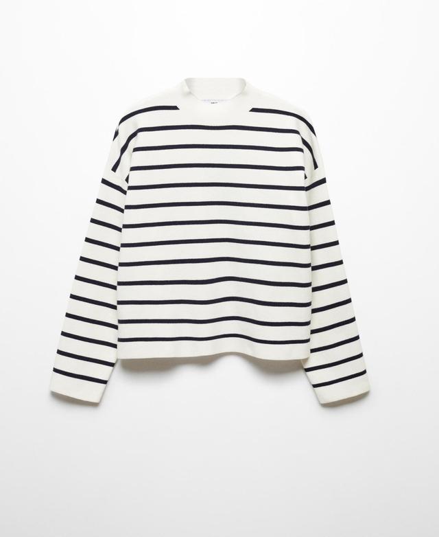 MANGO - Stripe-print sweater with Perkins neck dark navyWomen Product Image