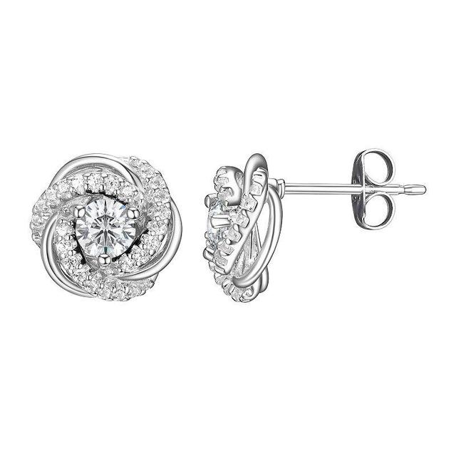 Paj Lab Created Love Knot Stud Earrings In Rhodium Sterling Silver, White Product Image