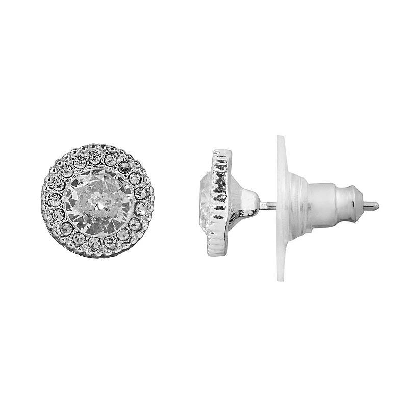 LC Lauren Conrad Simulated Stone Halo Stud Earrings, Womens, Silver Tone Product Image