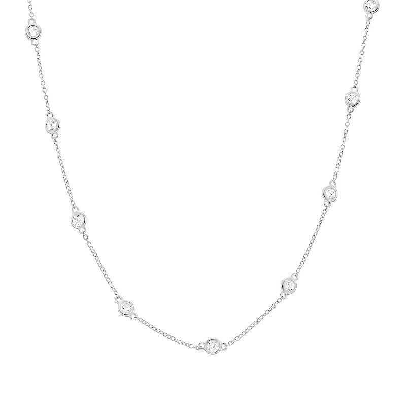 Rosabella Sterling Silver Cubic Zirconia Station Necklace, Womens Product Image